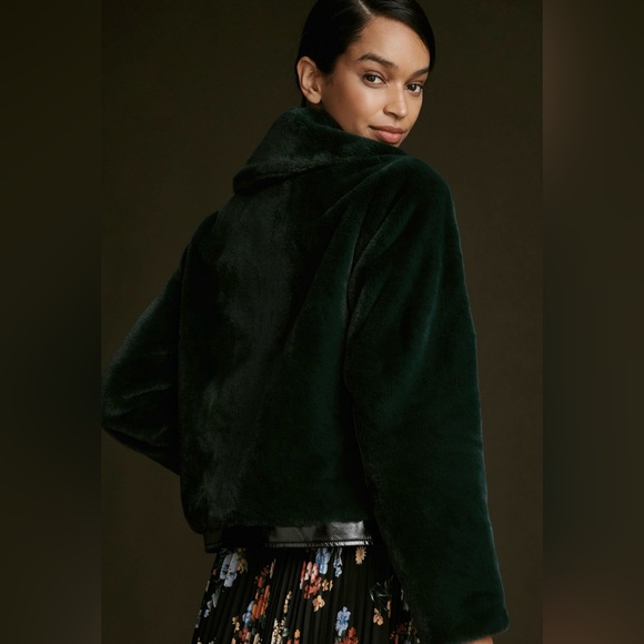 NWT Maeve Emerald Green Faux Fur Jacket - Picture 4 of 8